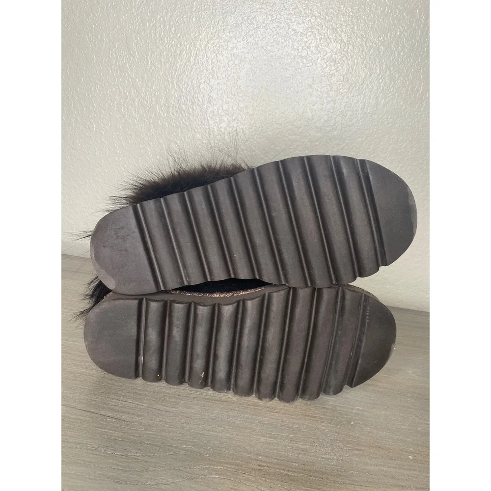 Rebecca White Womens Bronze/Brown Metallic Fur Trimmed‎ Ankle Winter Boots Sz 38